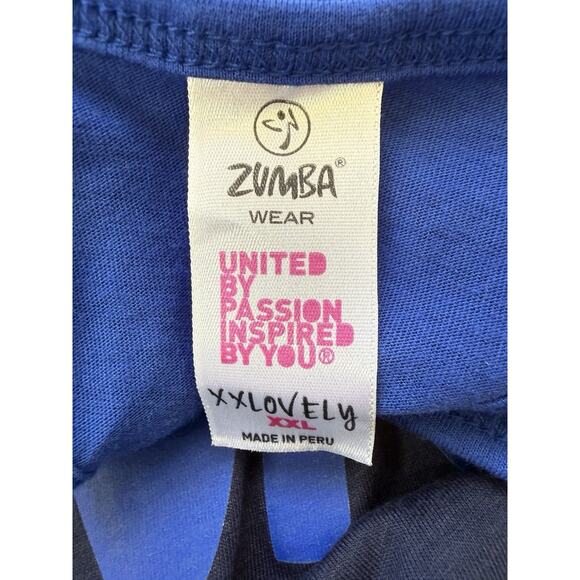 New Zumba Two Tone Long Loose Tank XXL Indigo Blue Athletic Gym - Picture 5 of 10